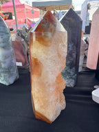 Carnelian tower with druzy pockets