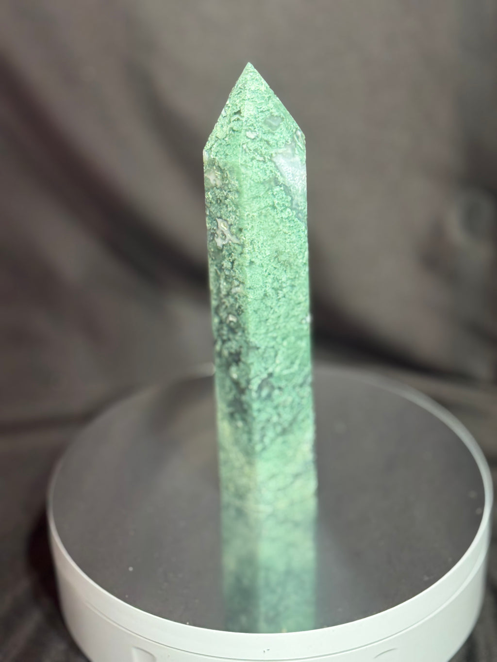 Moss Agate Crystal Tower