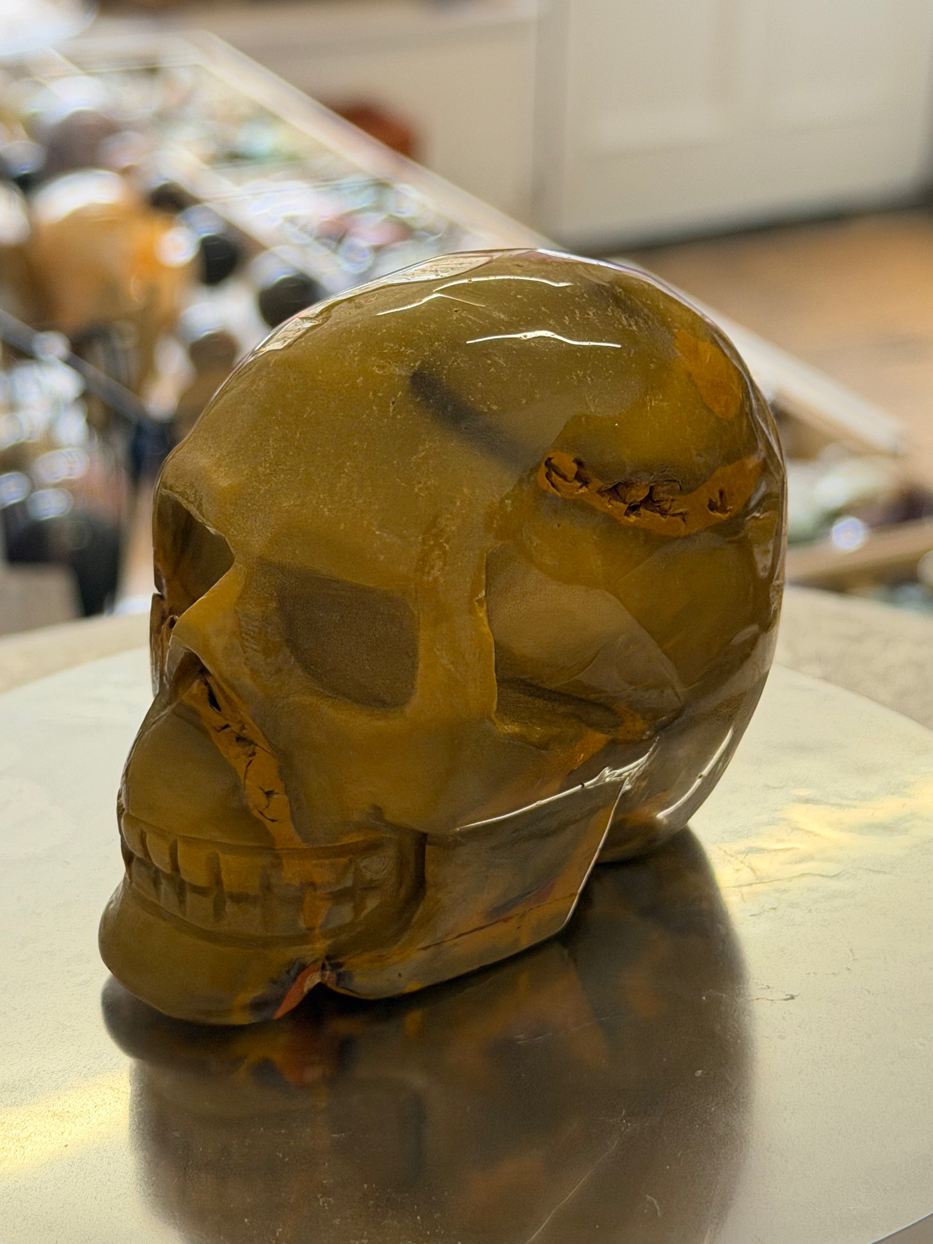 Mookaite Skull Carving