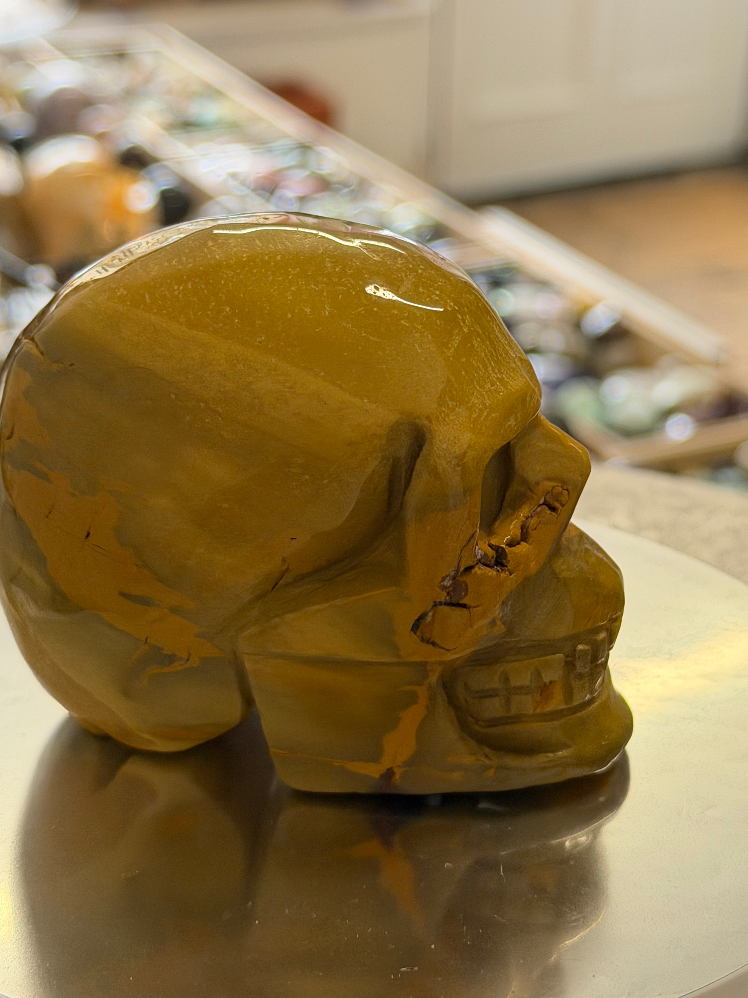 Mookaite Skull Carving