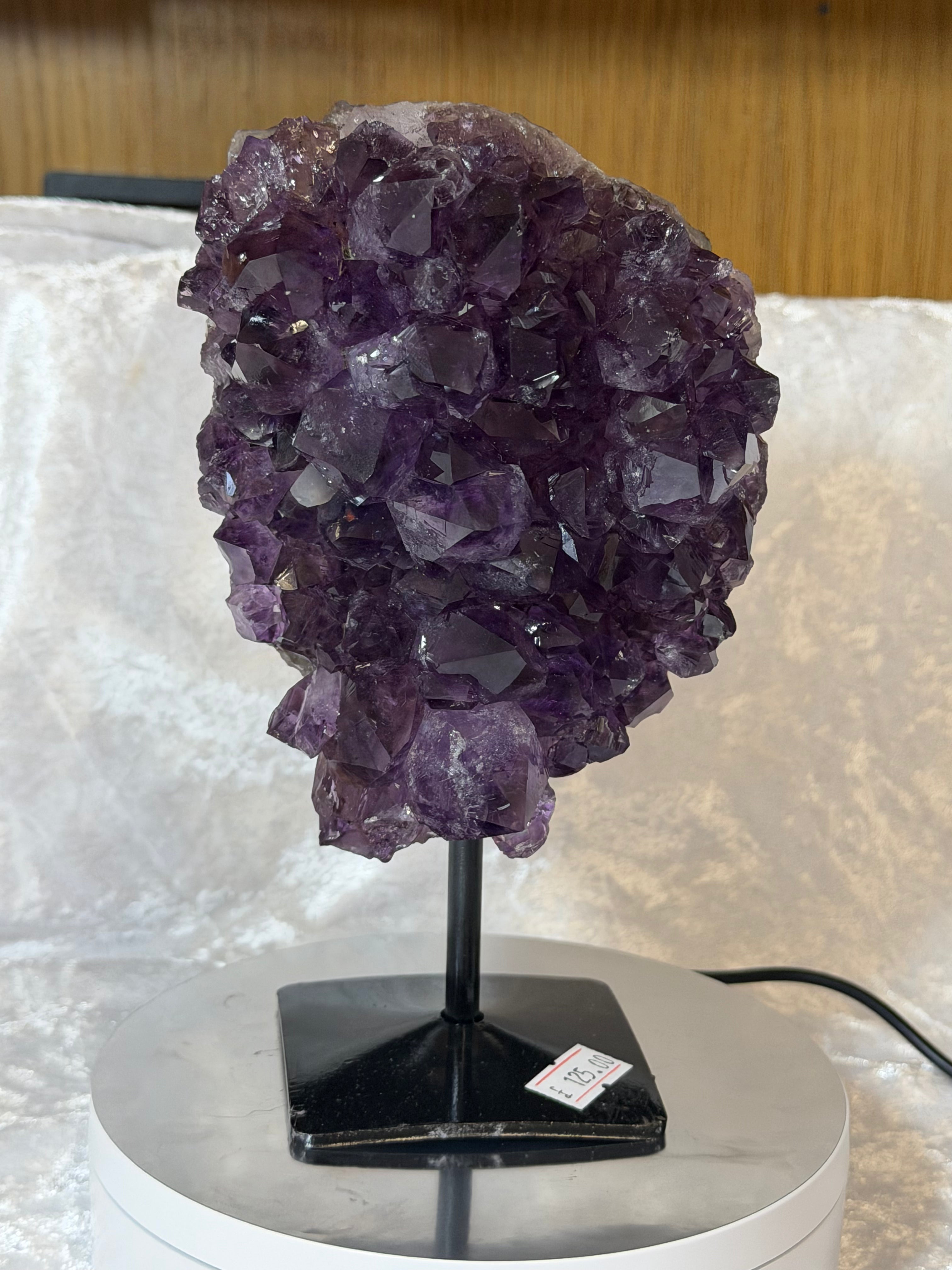 Uruguayan Amethyst Cluster on Metal Display Stand