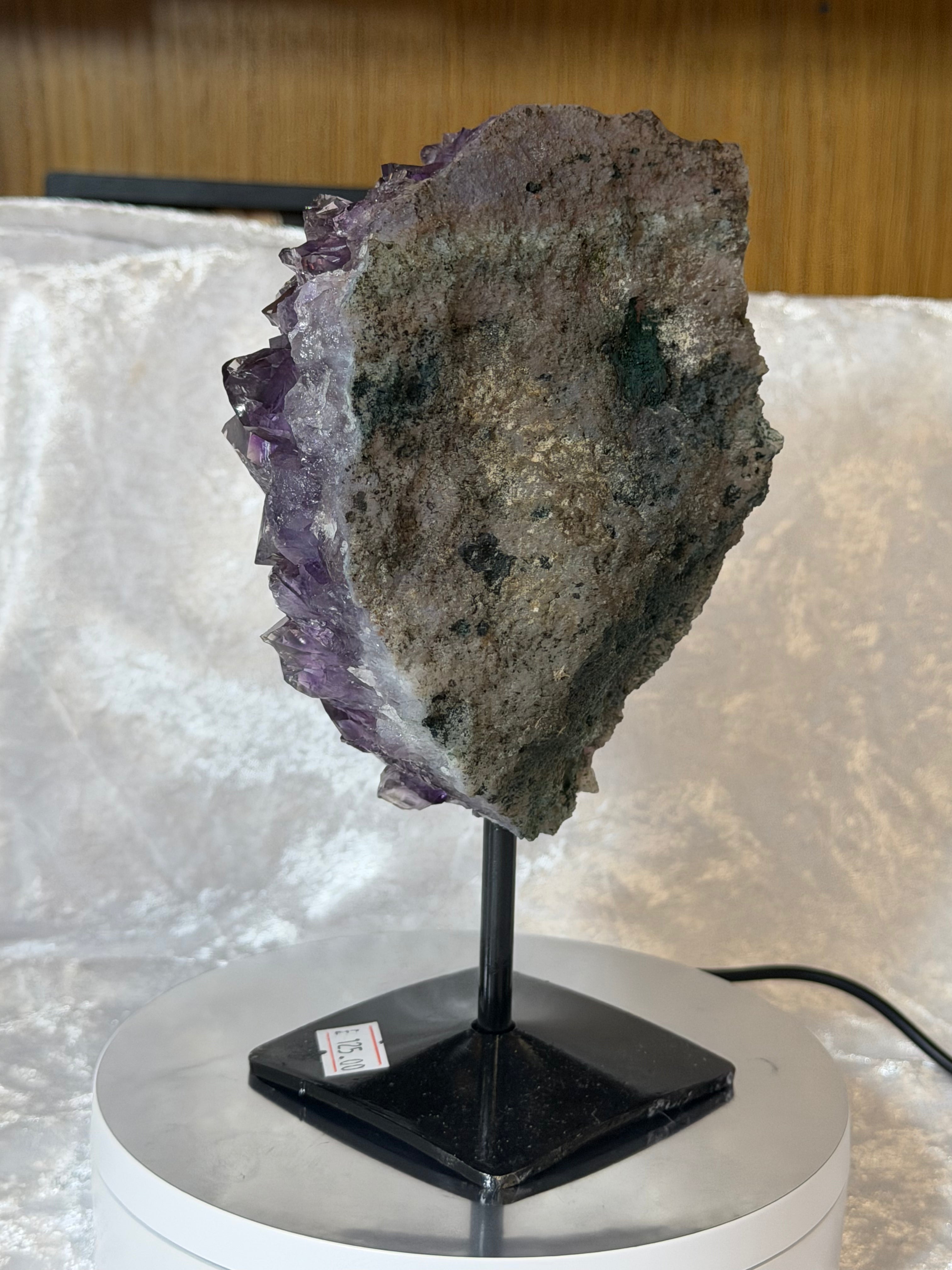 Uruguayan Amethyst Cluster on Metal Display Stand