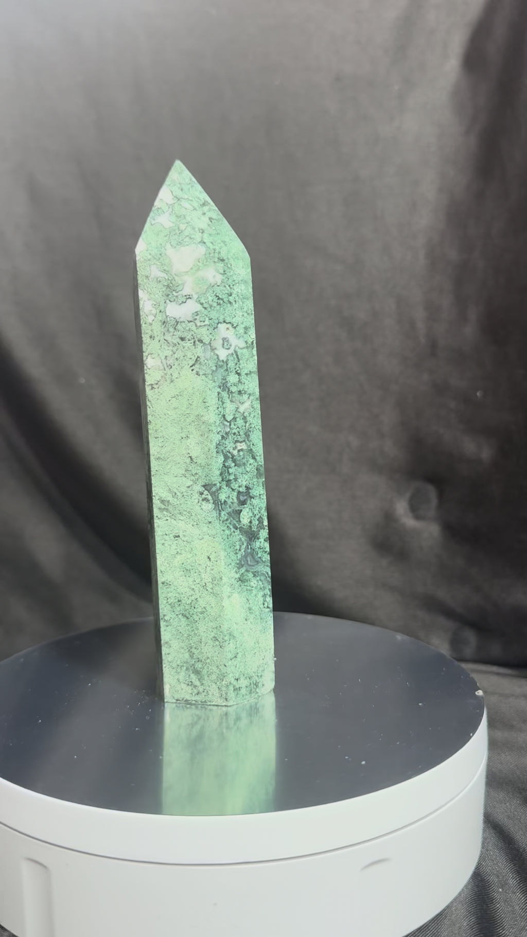 Moss Agate Crystal Tower