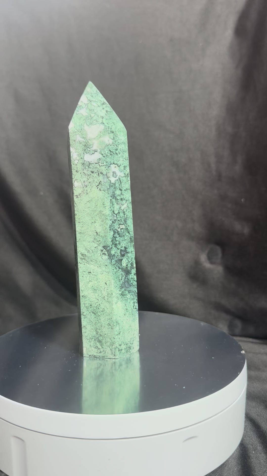Moss Agate Crystal Tower