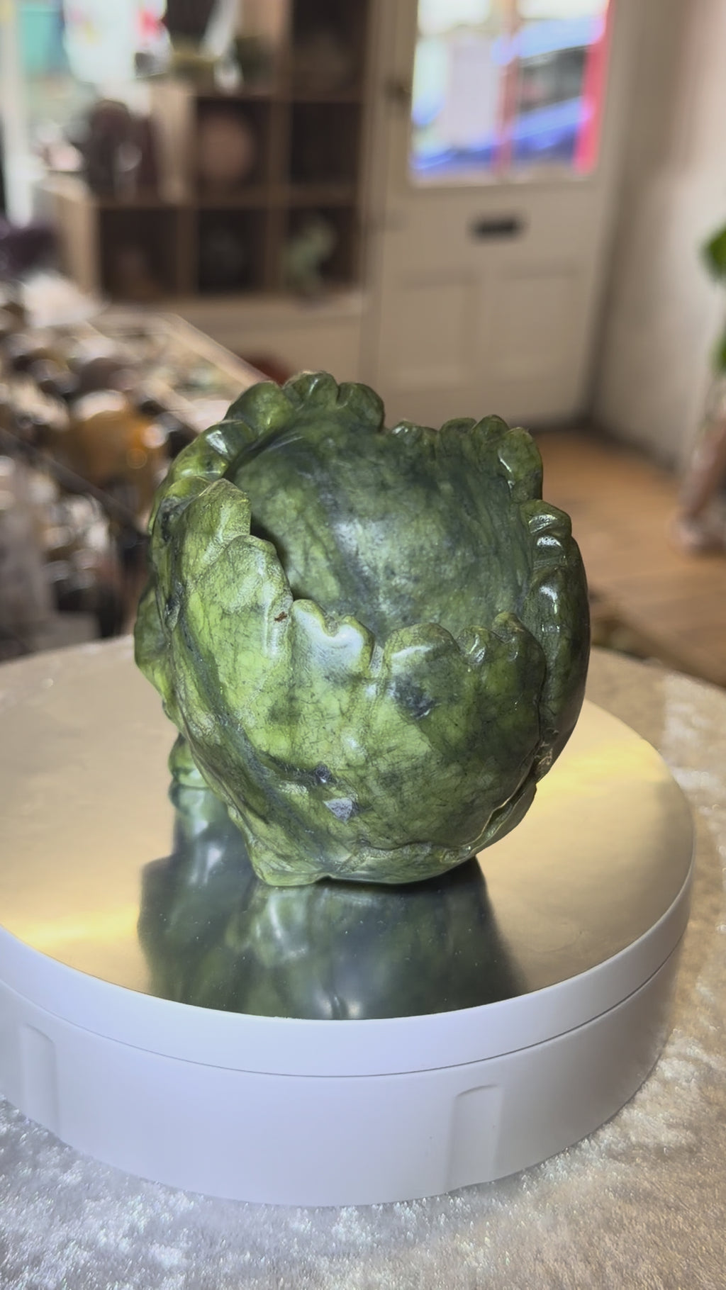 Green Jade Skull Bowl Carving